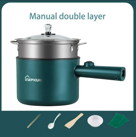 Multi Function Non-Stick  Electric Hot Pot 1.8L Large Capacity - Green Double Manual_0